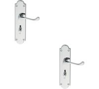 Loops 2x PAIR Victorian Scroll Lever on Bathroom Backplate 205 x 49mm Polished Chrome Loops Multicolor