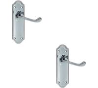 Loops 2x PAIR Victorian Upturned Handle on Latch Backplate 168 x 47mm Polished Chrome Loops Multicolor