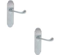 2X Pair Victorian Upturned Handle On Latch Backplate 170 X 42mm Satin Chrome