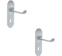 Loops 2x PAIR Victorian Upturned Handle on Lock Backplate 170 x 42mm Satin Chrome Loops Multicolor