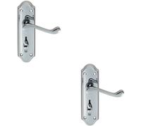 Loops 2x PAIR Victorian Upturned Lever on Bathroom Backplate 168 x 47mm Chrome Loops Multicolor