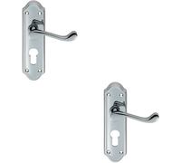 Loops 2x PAIR Victorian Upturned Lever on Euro Lock Backplate 168 x 47mm Chrome Loops Multicolor