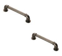 Loops 2X Pipe Design Cabinet Pull Handle 128mm Fixing Centres 12mm Dia Pewter