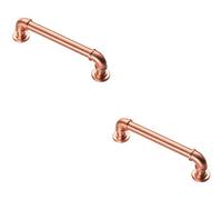 Loops 2X Pipe Design Cabinet Pull Handle 128mm Fixing Centres 12mm Dia Satin Copper