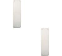Loops 2x Plain Door Finger Plate 300 x 75mm Bright Stainless Steel Push Plate in Metallics Loops Metallics