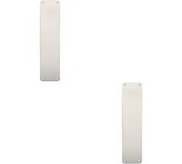 Loops 2x Plain Door Finger Plate 350 x 75mm Bright Stainless Steel Push Plate in Metallics Loops Metallics