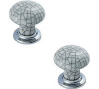 Loops 2x Porcelain Mushroom Cupboard Door Knob Glaze Design Polished & Matt Chrome Loops Multicolor