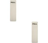 Loops 2x Pull Engraved Door Finger Plate 300 x 75mm Satin Stainless Steel Push Plate in Metallics Loops Metallics