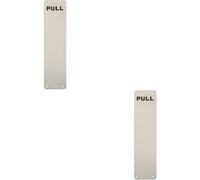 Loops 2x Pull Engraved Door Finger Plate 350 x 75mm Satin Stainless Steel Push Plate in Metallics Loops Metallics