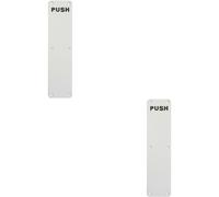 Loops 2 PACK | Push Engraved Door Finger Plate - 350 x 75mm - Satin Anodised Aluminium | Protective Door Push Plate - Commercial Door Finger Plate - Plain/Push/Pull Engraved Options