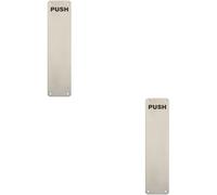Loops 2x Push Engraved Door Finger Plate 350 x 75mm Satin Stainless Steel Push Plate in Metallics Loops Metallics