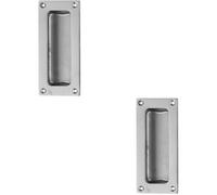 Loops 2X Recessed Sliding Door Flush Pull 102 X 45 10.5mm Depth Polished Chrome