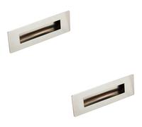 Loops 2X Recessed Sliding Door Flush Pull Handle 180 X 60mm Bright Stainless Steel