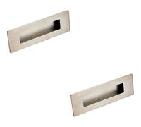 Loops 2X Recessed Sliding Door Flush Pull Handle 180 X 60mm Satin Stainless Steel