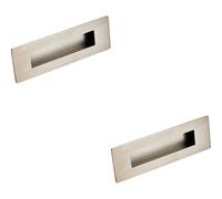 Loops 2x Recessed Sliding Door Flush Pull Handle 180 x 60mm Satin Stainless Steel in Metallics Loops Metallics
