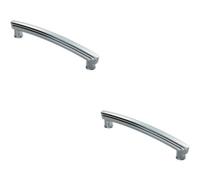 Loops 2X Ridge Design Curved Cabinet Pull Handle 160mm Fixing Centres Polished Chrome