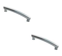 Loops 2x Ridge Design Curved Cabinet Pull Handle 160mm Fixing Centres Polished Chrome Loops Multicolor