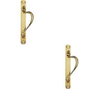 Loops 2X Right Handeda Door Pull Handle With Dot Pattern 384 X 42.5mm Polished Brass