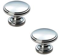 Loops 2X Ring Domed Cupboard Door Knob 38.5mm Diameter Polished Chrome Cabinet Handle