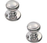 Loops 2X Ringed Tiered Cupboard Door Knob 25mm Diameter Polished Chrome Cabinet Handle