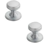 Loops 2X Ringed Tiered Cupboard Door Knob 25mm Diameter Satin Chrome Cabinet Handle