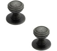 Loops 2X Ringed Tiered Cupboard Door Knob 30mm Diameter Pewter Cabinet Handle