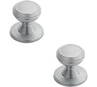 Loops 2X Ringed Tiered Cupboard Door Knob 30mm Diameter Satin Chrome Cabinet Handle