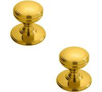 Loops 2X Ringed Tiered Cupboard Door Knob 38mm Diameter Polished Brass Cabinet Handle