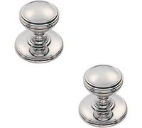 Loops 2X Ringed Tiered Cupboard Door Knob 38mm Diameter Polished Chrome Cabinet Handle