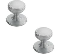Loops 2X Ringed Tiered Cupboard Door Knob 38mm Diameter Satin Chrome Cabinet Handle