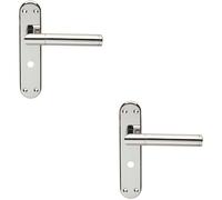 Loops 2x Round Bar Lever on Bathroom Backplate Door Handle 180 x 40mm Polished Chrome Loops Multicolor