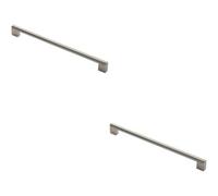 Loops 2X Round Bar Pull Handle 360 X 14mm 320mm Fixing Centres Satin Nickel & Steel