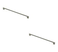 Loops 2X Round Bar Pull Handle 488 X 14mm 448mm Fixing Centres Satin Nickel & Steel