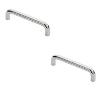 Loops 2X Round D Bar Cabinet Pull Handle 106 X 10mm 96mm Fixing Centres Chrome