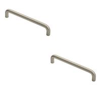 Loops 2X Round D Bar Cabinet Pull Handle 138 X 10mm 128mm Fixing Centres Satin Nickel