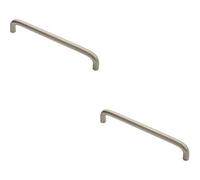 Loops 2X Round D Bar Cabinet Pull Handle 170 X 10mm 160mm Fixing Centres Satin Nickel
