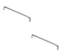 Loops 2X Round D Bar Cabinet Pull Handle 202 X 10mm 192mm Fixing Centres Chrome
