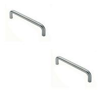 Loops 2X Round D Bar Pull Handle 22mm Dia 150mm Fixing Centres Satin Stainless Steel