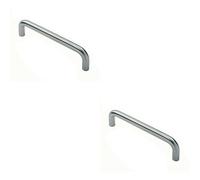 Loops 2x Round D Bar Pull Handle 22mm Dia 150mm Fixing Centres Satin Stainless Steel in Metallics Loops Metallics