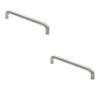 Loops 2x Round D Bar Pull Handle 22mm Dia 300mm Fixing Centres Satin Stainless Steel in Metallics Loops Metallics