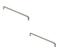 Loops 2X Round D Bar Pull Handle 22mm Dia 450mm Fixing Centres Satin Stainless Steel