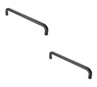 Loops 2X Round D Bar Pull Handle 319 X 19mm 300mm Fixing Centres Matt Black