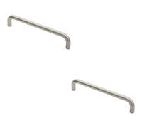 Loops 2X Round D Bar Pull Handle 319 X 19mm 300mm Fixing Centres Satin Stainless Steel