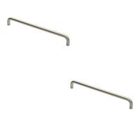 Loops 2X Round D Bar Pull Handle 444 X 19mm 425mm Fixing Centres Satin Steel