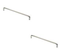 Loops 2X Round D Bar Pull Handle 469 X 19mm 450mm Fixing Centres Bright Steel