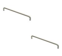 Loops 2X Round D Bar Pull Handle 469 X 19mm 450mm Fixing Centres Satin Stainless Steel