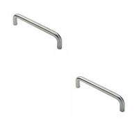 Loops 2x Round D Bar Pull Handle 469 x 19mm 450mm Fixing Centres Satin Steel in Metallics Loops Metallics