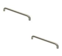 Loops 2x Round D Bar Pull Handle 480 x 30mm 450mm Fixing Centres Satin Steel in Metallics Loops Metallics