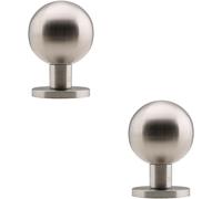 Loops 2x Round Mortice Door Knob - Satin Stainless Steel - 50mm Rose - Modern Handle in Metallics Loops Metallics