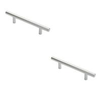 Loops 2X Round T Bar Cabinet Pull Handle 156 X 12mm 96mm Fixing Centres Chrome